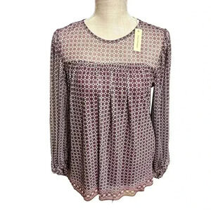 Women’s Max Studio Mesh Blouse Shirt•NWT•Size S•Rust,Yellow,Cream and Gr…